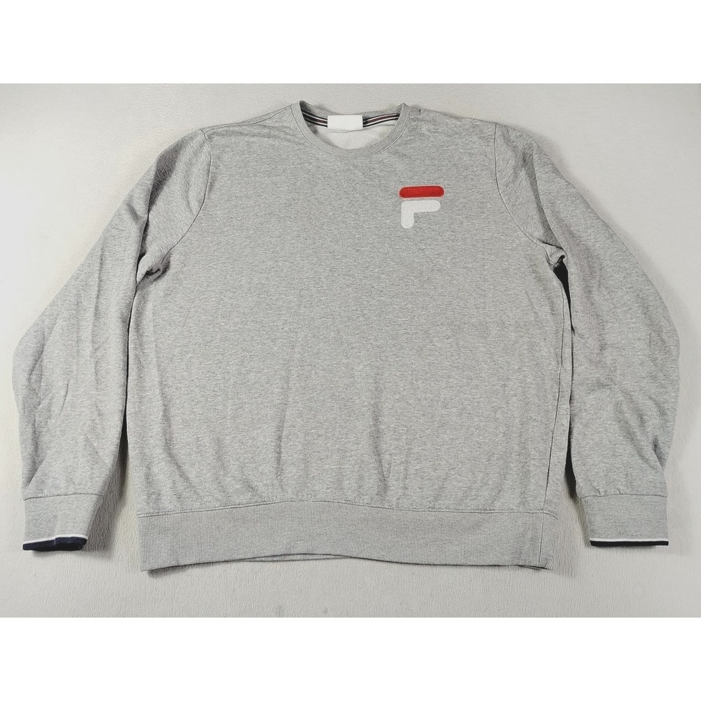 Vintage Fila Sweatshirt Mens XL Gray Crewneck Pullover Fleece Athletic Casual